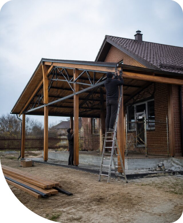Пристройка навеса к дому и участку в Ахтубинске под ключ